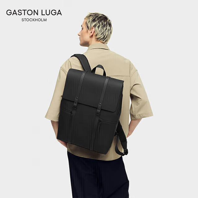 Gaston Luga 简约双肩包男16英寸大容量电脑包男潮大学生书包情人节礼物典雅黑