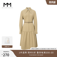麦檬 商场同款MM麦檬秋冬收腰中长款a字衬衫连衣裙女5CA294241 浅卡其 155/80A/S