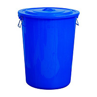 WATU 瓦图 蓝色大号加厚塑料水桶 带盖60L 食堂酒店工厂垃圾桶 大容量储水桶发酵胶桶 配一个水勺