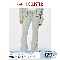 HOLLISTER 辣妹纯色日常百搭休闲加高高腰抓绒喇叭裤 女 324492-1