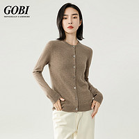 GOBI 戈壁羊绒衫女式春夏薄款毛衣外套针织开衫圆领空调衫短款