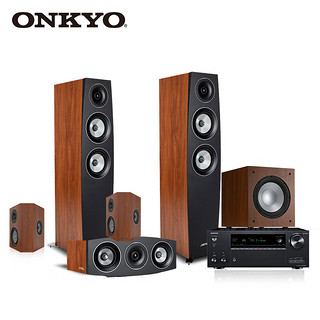 ONKYO 安桥 TX-NR696功放+尊宝 C95II 5.1声道家庭影院套装 4K杜比全景声音响 THX 胡桃木 搭配J12低音炮