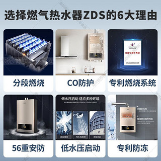 Haier 海尔 13升家用燃气热水器 水气双调恒温 智能变升分段燃烧速热 天然气热水器13ZDS