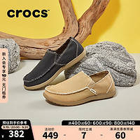 crocs 卡骆驰 帆布鞋男士圣克鲁兹一脚蹬平底鞋休闲鞋10128 黑/卡其-062