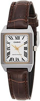 CASIO 卡西欧 LTP-V007L-7B2 女式矩形皮革表带白色罗马表盘正装手表