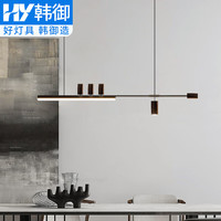 韩御 餐厅灯轻奢 餐厅吊灯现代简约意式极简一字长条灯北欧艺术餐吊灯 黑色120cm三色光 新款