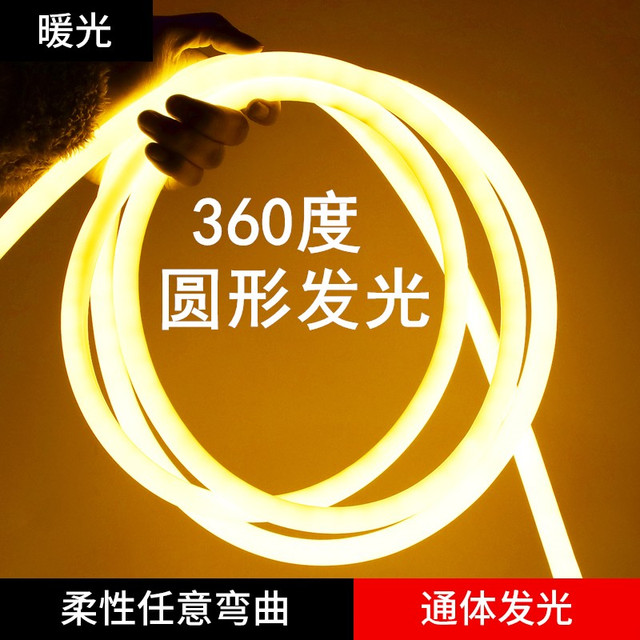 雷迪航 灯带led圆形灯带条360度发光柔性霓虹灯高亮广告牌造型户外亮化装饰防水220v圆形软管灯带 220v圆形发光柔性灯带