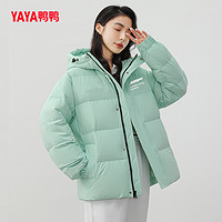 YAYA鸭鸭羽绒服女秋季短款连帽外套时尚纯色运动面包服C 黑色1 XL 145-170斤