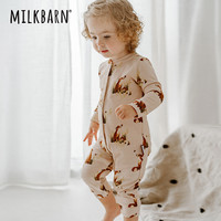 Milkbarn婴儿长袖连体服男女宝宝空调服纯棉哈衣爬服