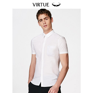 Virtue 富绅 提花透气短袖正装衬衫净色短衬男 平纹白色00CC210SM-1-8 40
