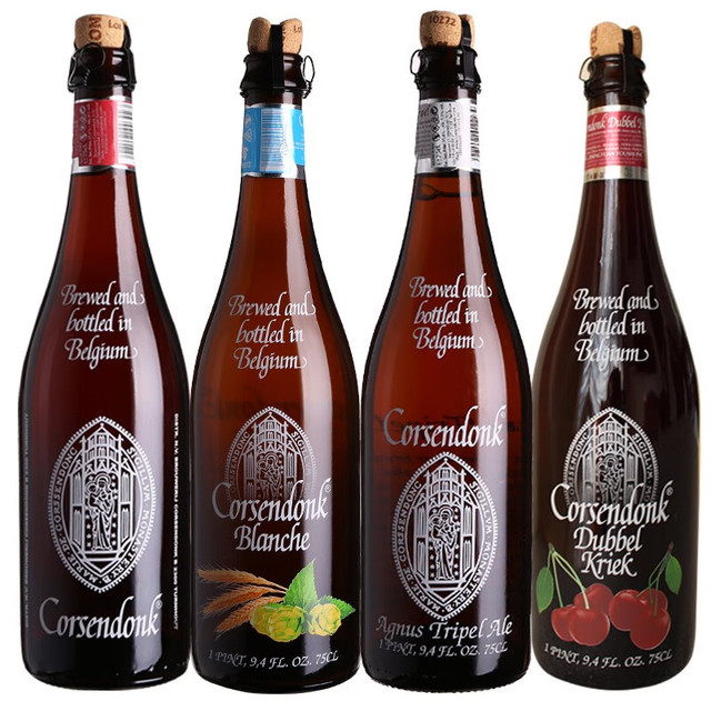 corsendonk 科胜道 比利时原装进口修道院 精酿啤酒 金啤酒 白啤酒 经典啤酒樱桃啤酒 4种口味组合750mlX4瓶