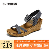 SKECHERS 斯凯奇 鞋坡跟凉鞋女新款简约女单鞋休闲119323 海军蓝色/NVY 35