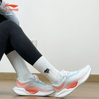 LI-NING 李宁 超轻19䨻女鞋2022夏季跑步鞋女鞋子减震跑鞋透气女士网面运动鞋 标准白/荧光脂橘 35.5