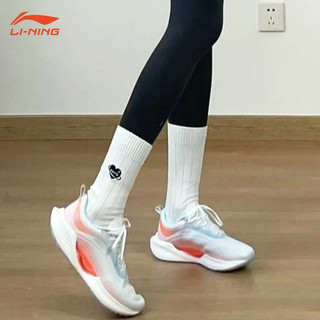 LI-NING 李宁 超轻19䨻女鞋2022夏季跑步鞋女鞋子减震跑鞋透气女士网面运动鞋 标准白/荧光脂橘 35.5