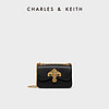 CHARLES&KEITH小方2-80781686女士金属扣饰链条单肩斜挎包 Black黑色