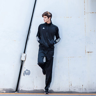 阿迪达斯 （adidas）外套男户外休闲运动夹克防风开衫运动服 黑/白（棉） L