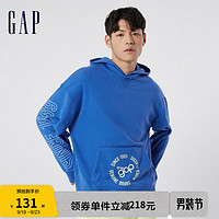 Gap男女装LOGO法式圈织软连帽套头宽松运动卫衣809005 装上衣 蓝色 175/92A(S)