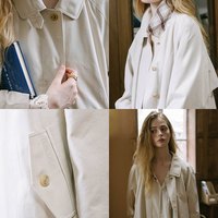 Bergere乔亚女士 致敬经典复古箱包扣格纹拼接细节英式风衣