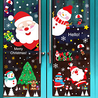 小艾艾 圣诞门贴窗花元旦装饰场景布置圣诞节玻璃贴纸圣诞树小饰品小礼物