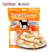 SmartBones 宠物零食狗零食磨牙棒狗咬胶 洁齿骨洁齿棒地瓜味 中号-4支装