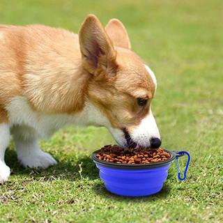 PLUS会员：HOUYA 宠物狗狗硅胶折叠碗狗盆外出饮水碗便携式狗碗户外喝水狗食盆用品