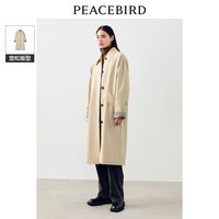 太平鸟女装翻领廓形风衣外套20袖口拼接设计感风衣