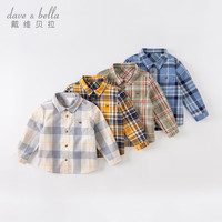 戴维贝拉装男童格子衬衫中大童棉衬衣儿童上衣童装