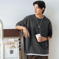 714STREET 美式宽松短袖t恤男2023纯色短袖
