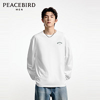 太平鸟男装 秋季刺绣长袖T恤潮B1CPD3301 白色1（宽松） S