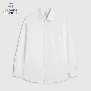 布克兄弟（BrooksBrothers）男士23新宽距领修身牛津纺免烫正装衬衫 1001-白色 15/2