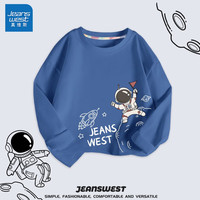 JEANSWEST 真维斯 男童长袖t恤纯棉秋装儿童秋款时尚上衣 牛仔蓝 登陆右下 110cm