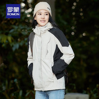 罗蒙户外冲锋夹克秋冬男女防风保暖外套款休闲服 白色女 5XL