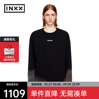英克斯（inxx）超脱系列 秋不规则撞色圆领套头卫衣XCD3100995 黑色 XS