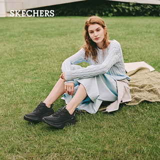 斯凯奇（Skechers）运动鞋女糕糕鞋女士绑带休闲运动鞋小白鞋厚底增高117513 全黑色/BBK 37