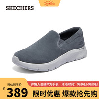 斯凯奇（SKECHERS）轻量缓震休闲运动健步鞋一脚蹬反皮毛保暖216497 灰色/GRY 39.5 
