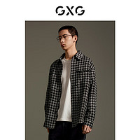 GXG男装 商场同款 黑白千鸟格小香风雪尼尔长袖衬衫GEX10315153 黑白千鸟格 170/M