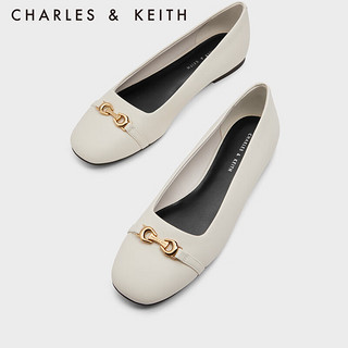 CHARLES&KEITHCK1-70381015时尚通勤平跟单鞋女 粉白色Chalk 35