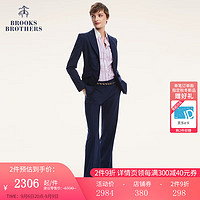 布克兄弟（BrooksBrothers）女士秋新绵羊毛条纹薄商务通勤西装外套 4004-蓝色条纹 0