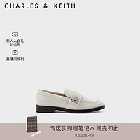 CHARLES & KEITH CHARLES&KEITH复古英伦通勤乐福鞋单鞋女CK1-70900478 粉白色Chalk 35