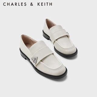 CHARLES & KEITH CHARLES&KEITH复古英伦通勤乐福鞋单鞋女CK1-70900478 粉白色Chalk 35