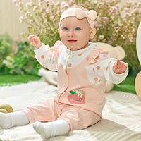 戴维贝拉（DAVE＆BELLA）新生儿连体衣初生婴儿睡衣女宝宝衣服0-6个月秋季小童爬服 粉色 80cm(身高73-80cm)