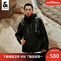 杰克·琼斯（JACK&JONES）秋季男装潮流户外运动棉服防水连帽夹克外套宽松登山棉衣男 黑色-E41 165/88A/XS