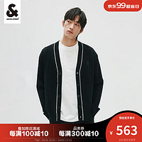 杰克·琼斯（JACK&JONES）秋季男装潮流毛衣简约舒适字母刺绣个性开衫针织衫上衣男士外套 黑色 165/88A/XS