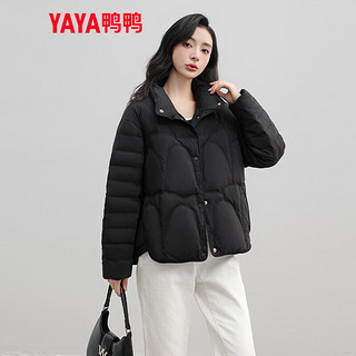 鸭鸭（YAYA）羽绒服女短款冬季时尚百搭立领显瘦面包服保暖外套FL 黑色 155/80A(S)