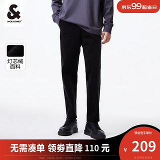 杰克琼斯 杰克·琼斯（JACK&JONES）秋季男装潮流锥形刺绣灯芯绒长裤商务通勤时尚舒适休闲裤男 黑色E41 195/96A/XXXLR