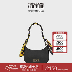 VERSACE 范思哲 Jeans Couture女士丝巾装饰单肩包 黑色