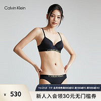 Calvin Klein内衣23早秋女士提花舒适薄衬垫3/4杯文胸QF7490AD UB1-太空黑 32B