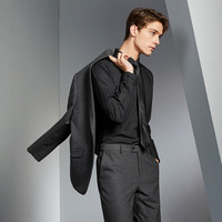 柒牌男装磨毛仿呢西服套装男职业商务正装套西抗皱西装男 深灰 B44(165/88B)(30)