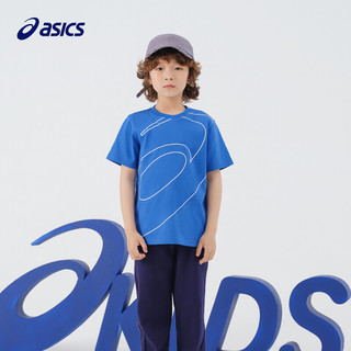 asics亚瑟士童装夏季男女圆领舒适纯棉休闲运动印花短袖T恤 00_白色 150cm