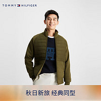 TOMMY HILFIGER 男装简约拼接合身加绒拉链开襟卫衣MW0MW34168 橄榄绿MS2 S